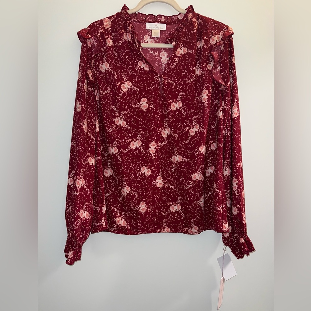 NWT Rachel Parcell Floral Blouse Size Large